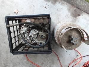 Crate Of Hydraulic Related & Old Style Propane Tank