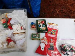 Vintage Christmas Ornaments & Decor Includes Tote
