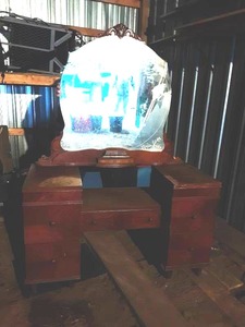 Vintage DresserVanity With Mirror 46x18x28 & 30x35T