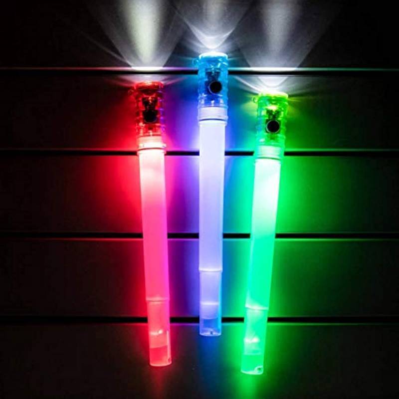 lot 98 image: LED Reusable Glow Stick and Flashlight Combo, 6-in-1 Multi Use Flashlight with Emergency Whistle (8-Pack)