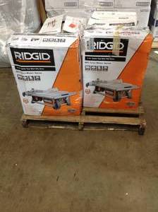 Pallet with assorted Ridgid shop tools and accessories customer returned