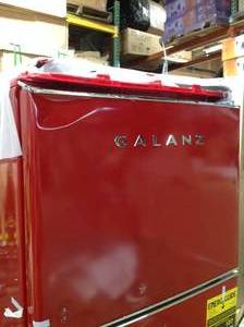 12.0 cu. ft. Top Freezer Retro Refrigerator with Dual Door True Freezer, Frost Free in Red  top is broken see pics