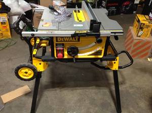 15 Amp Corded 10 in. Job Site Table Saw with Rolling Stand like new customer returned