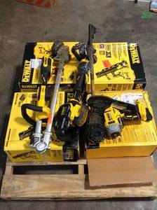 Lot of assorted salvaje dewalt tools for parts or repair