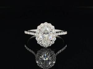 2.65 Carat Diamond Halo Floral Ring in 14k Gold - IGI Certified