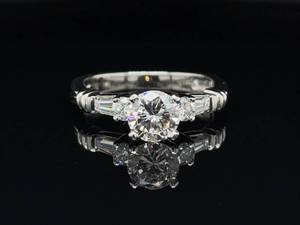 Classic 1.67 Carat Round and Baguette Multi-Diamond Ring in Platinum