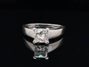 Timeless Elegance 1.18 Carat Princess Diamond Solitaire Cathedral Estate Ring in 14k Yellow Gold