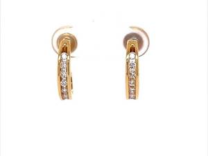12 Carat DiamondChannel Ribbon Estate Earrings C-Hoops in 14k Yellow Gold