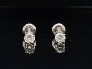 Classic � Carat Round Brilliant Diamond Solitaire Stud Screw Back Earrings in 14k White Gold