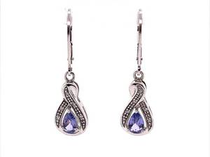 Tanzanite and Diamond Love Knot Drop Earrings