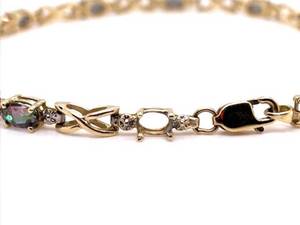 White Sapphire and MysticTopaz XOXO Kisses Bracelet in 10k Yellow Gold, 7