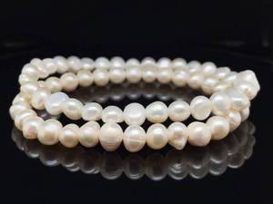 Great Deal TWO (2) White Pearl Stackable Strand Bracelets, Expandable