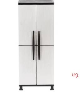 HDX Plastic Freestanding Garage Cabinet in Gray (27 in. W x 68 in. H x 15 in. D)
