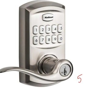 KWICKSET 917 SmartCode Satin Nickel Electronic Single-Cylinder Tustin Door Lever Featuring SmartKey Security