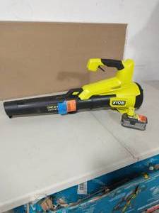 RYOBI ONE HP 18V Brushless 110 MPH 350 CFM Cordless Variable-Speed Jet Fan Leaf Blower w 4.0 Ah Battery