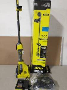 RYOBI 40V Brushless Cordless Battery Attachment Capable String Trimmer with 5.0 Ah Battery and Charger