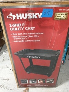 HUSKY 2-Tier Plastic 4-Wheeled Service Cart in Black