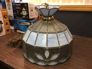 Vintage Stained GlassLeaded Hanging Lamp