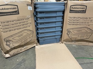 Lot of 3 Cases Rubbermaid Commercial BRUTE Tote Storage Bin with Lid, 14-Gallon, Gray (FG9S3000GRAY) 6 per case