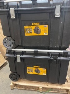 Lot of 2 DEWALT Tough Chest 38 in. 63 Gal. Mobile Tool Box one s missing a latch