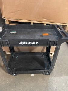 Husky 2-Tier Plastic 4-Wheeled Service Cart in Black In good condition