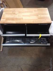 36 in. W 3-Drawer Rolling Tool Cart in Gloss Black with Hardwood Top in good condition