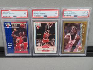lot 5 image: 3 MICHAEL JORDAN PSA GRADED CARDS