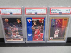 lot 11 image: 3 PSA MICHAEL JOPRDAN GRADED CARDS