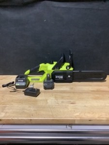 RYOBI ONE HP 18V Brushless 10 in. Cordless Battery Chainsaw with 4.0 Ah Battery and Charger. See Pictures