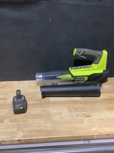 RYOBI ONE 18V 100 MPH 280 CFM Cordless Battery Variable-Speed Jet Fan Leaf Blower with 4.0 Ah Battery and Charger. See Pictures