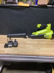 RYOBI ONE HP 18V Brushless 110 MPH 350 CFM Cordless Variable-Speed Jet Fan Leaf Blower w 4.0 Ah Battery and Charger. See Pictures