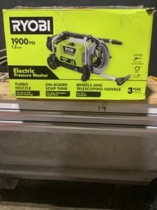 RYOBI 1900 PSI 1.2 GPM Cold Water Wheeled Electric Pressure Washer. See Pictures