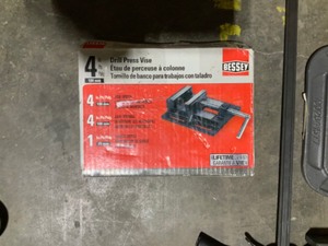 BESSEY 4 in. Drill Press Vise & 2 Husky 6 in. Quick Adjustable C-Clamp with Rubber Handle & DEWALT 24 in. 300 lbs. Trigger Clamp with 3.75 in. Throat Depth See Pictures