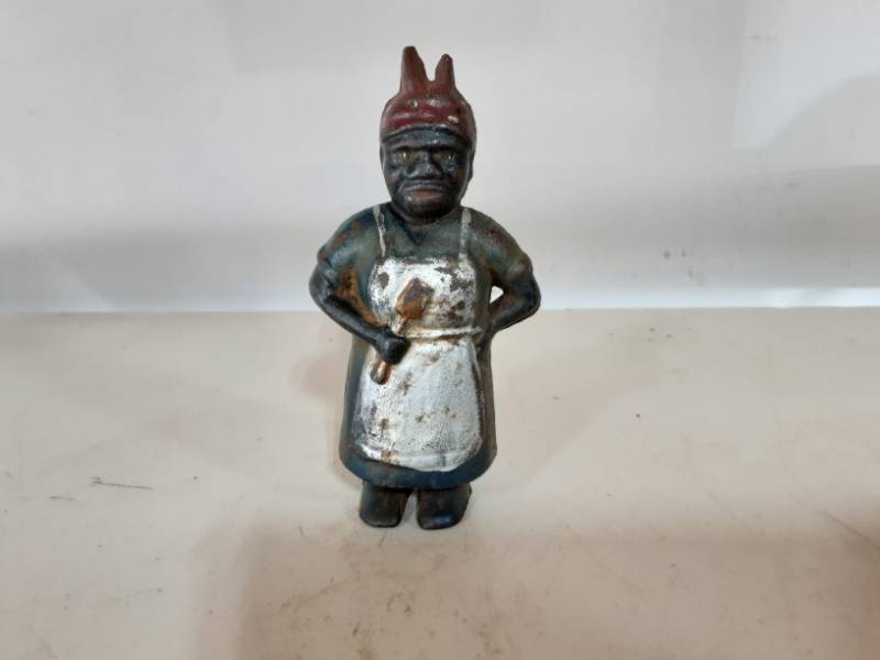 Black Americana Aunt Jemima Cast Iron Coin Bank 5 7 8 Tall Cast