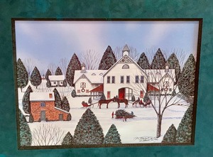 lot 24 image: Framed Americana Folk Art Print by Debby Stewart