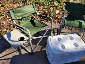 lot 120 image: (2) Folding Camping Chairs & Cooler