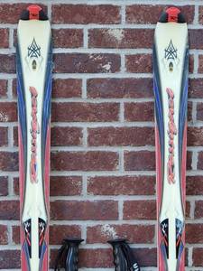 lot 277 image: Set of Rossignol Dual Tech Bandit Skies and Poles