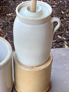 lot 42 image: Variety of Crocks including Red Wing and a Butter Churn Crock