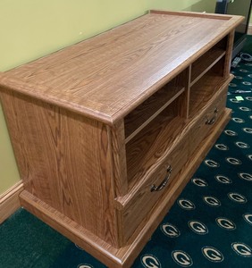 lot 205 image: Oak 2 Drawer Entertainment Credenza