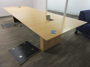 lot 107 image: EXECUTIVE WOOD VENEER CONFERENCE TABLE WITH POWER AND PORTS