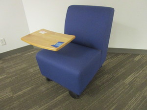lot 108 image: BRIGHLY COLORED TABLET ARM CHAIRS BY INTEGRA