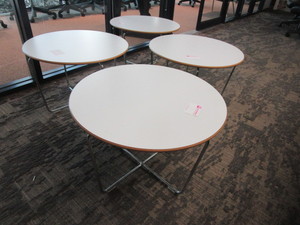 lot 110 image: ROUND RECEPTION END TABLES BY RAETZ