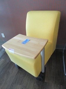 lot 154 image: INTEGRA, BRIGHTLY COLORED, TABLET ARM CHAIR WITH CASTERS