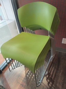 lot 155 image: JAZZ, CAFE STYLE STACKABLE CHAIRS IN BRIGHT GREEN BY FIXTURES FURNITURE