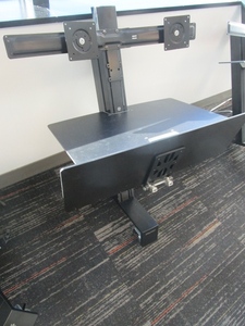lot 132 image: ERGOTRON, DUAL MONITOR, SIT STAND WORK STATION