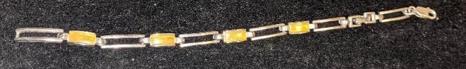 lot 12 image: Large Link Sterling Bracelet with Citrine Stones