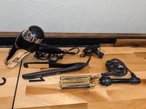 lot 54 image: Hot Tools Curling Iron & Flat Iron  Conair Blow Dryer