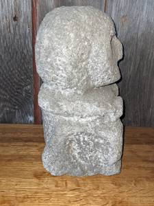 lot 18 image: Ancient Pre-Columbian Carved Volcanic Stone Sitting Man Statue