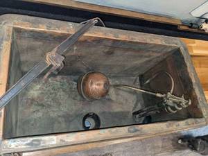 lot 13 image: RARE Wooden Water Closet Toilet Tank Copper Lined L.M. Rumsey Mfg St. Louis, MO