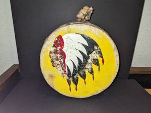 lot 39 image: Native American Double Sided Drum wHandpainted Design